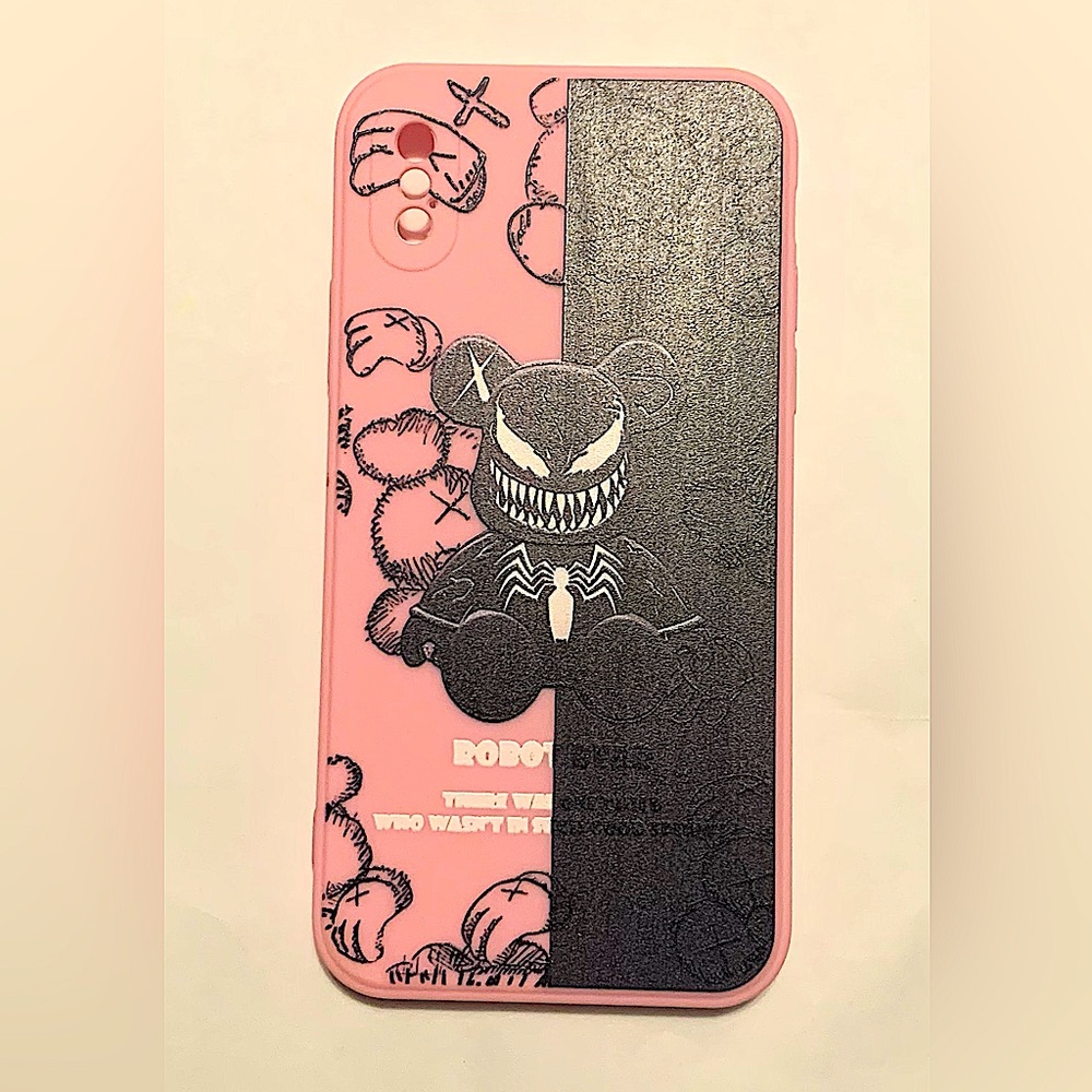 Pink and black, Robot bear, Iphone X only